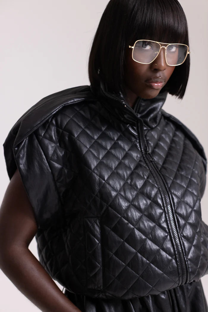 The Kemist Ghent Faux Leather Gilet in Black