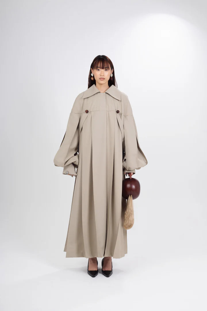 Mockeviciute Mia Trench Coat with Wooden Details
