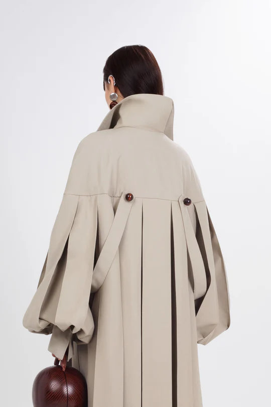Mockeviciute Mia Trench Coat with Wooden Details