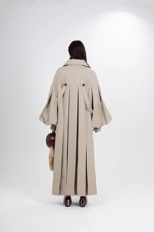 Mockeviciute Mia Trench Coat with Wooden Details
