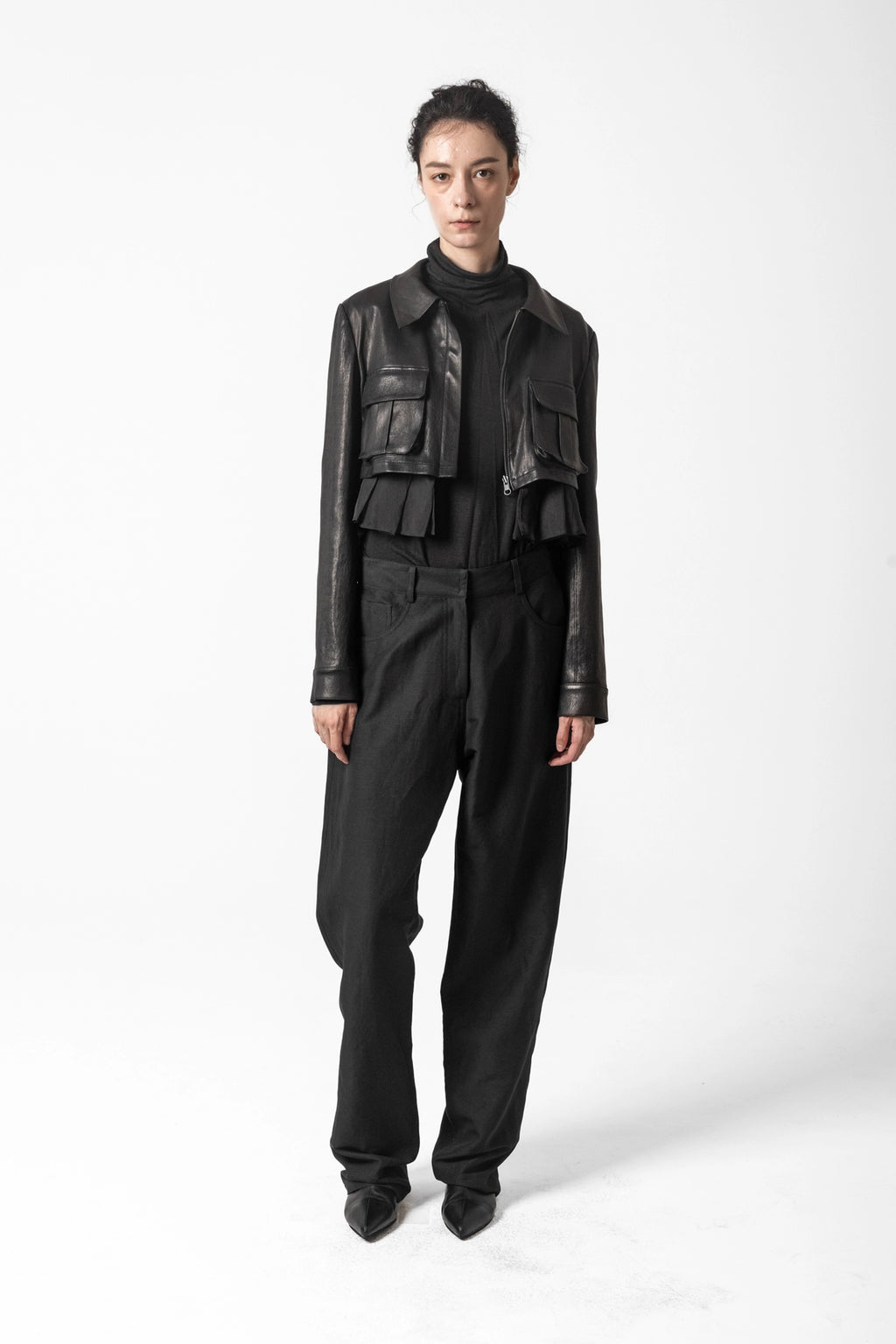 Troa Pocket Crop Leather Jacket