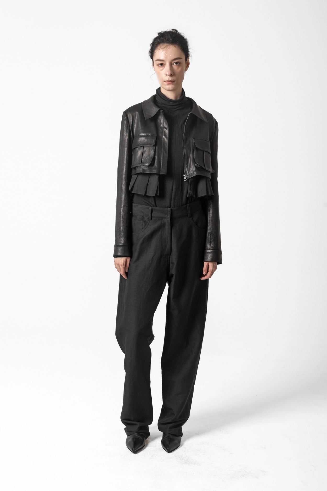 Troa Pocket Crop Leather Jacket