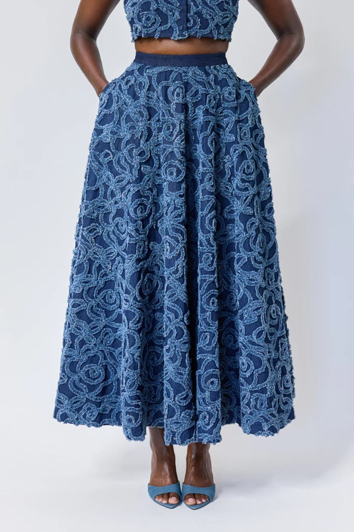 The Kemist Dalat Floral Denim Skirt