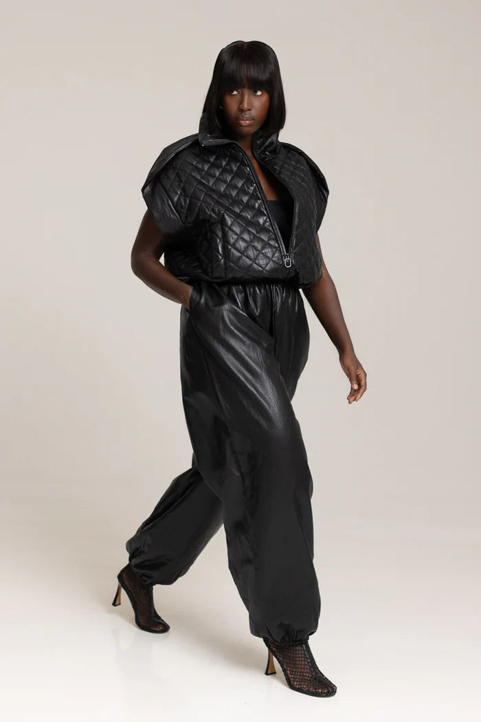 The Kemist Ghent Faux Leather Gilet in Black