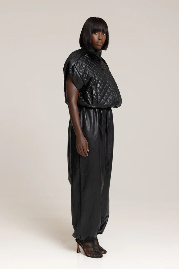 The Kemist Ghent Faux Leather Gilet in Black