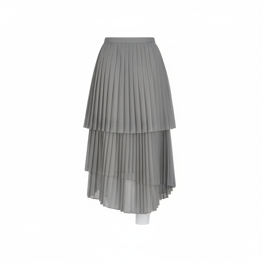 Troa Unbalance Layer Pleats Skirt