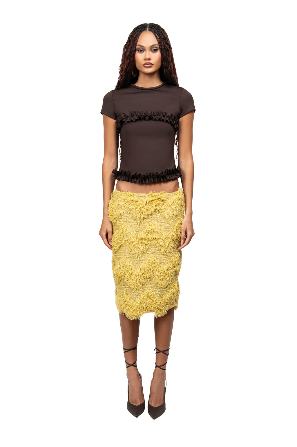 28Natelier Mustard Fur Skirt