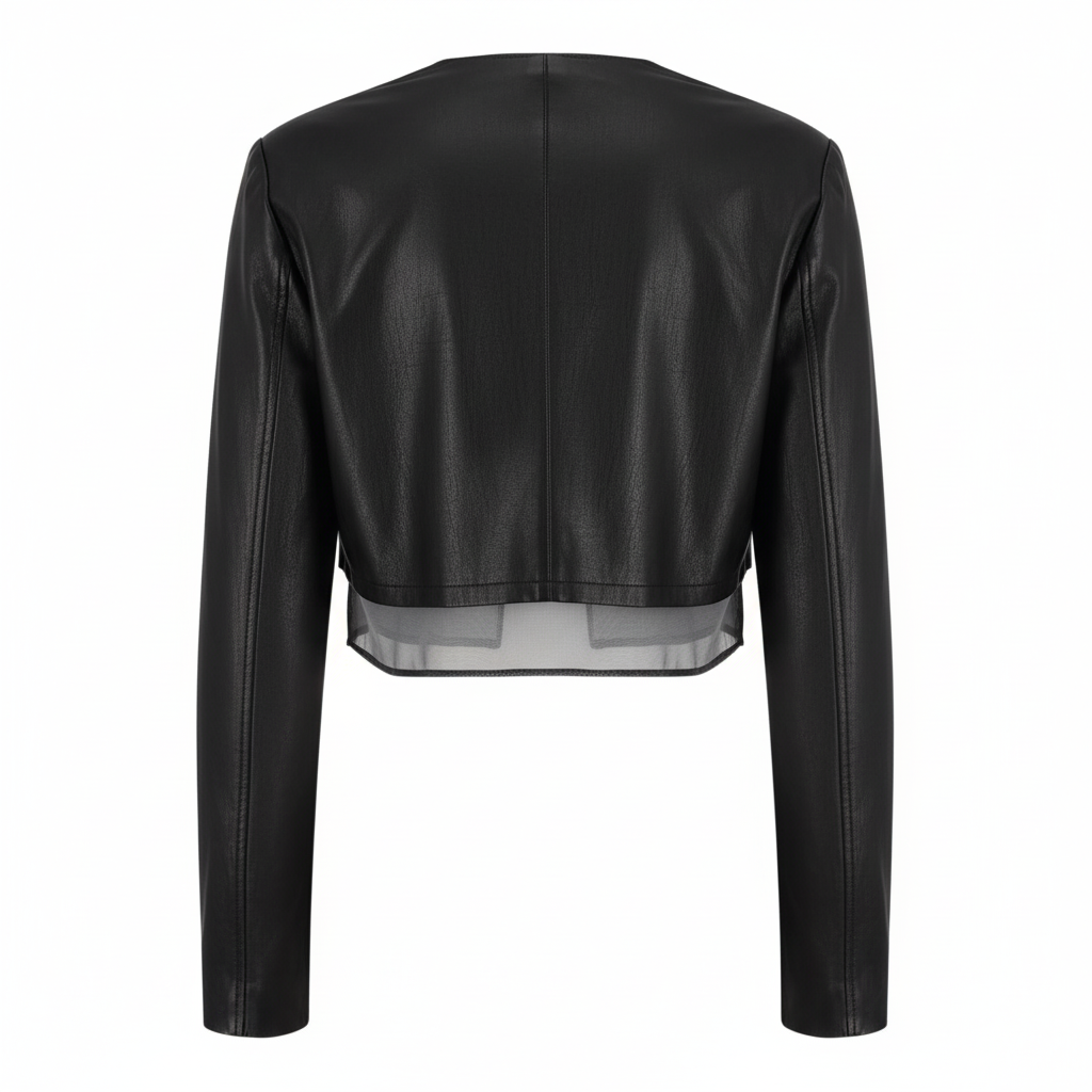 Troa Silk Lining Crop Leather Jacket