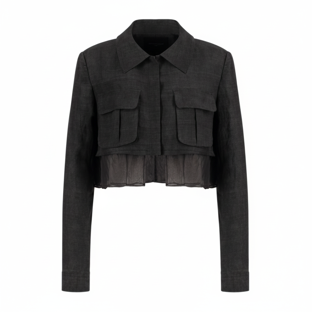 Troa Pocket Texture Crop Jacket