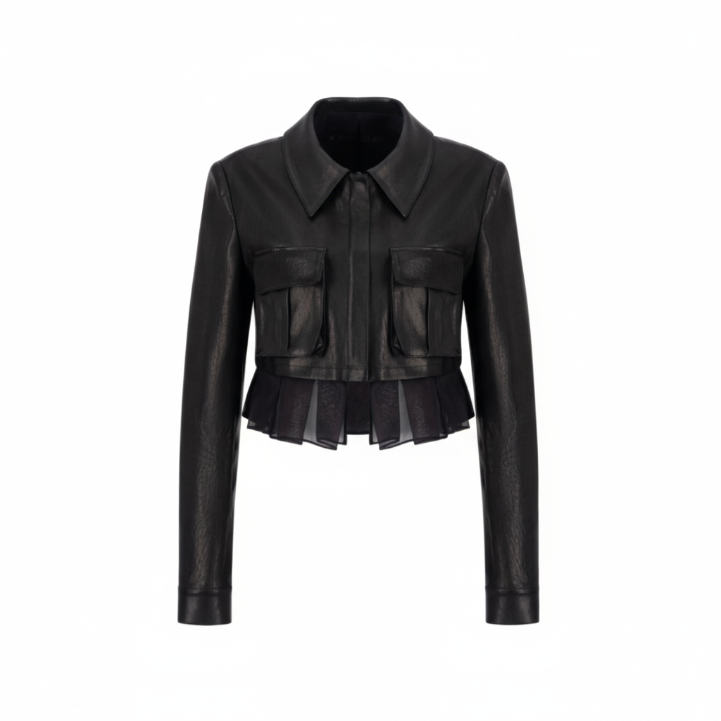 Troa Pocket Crop Leather Jacket