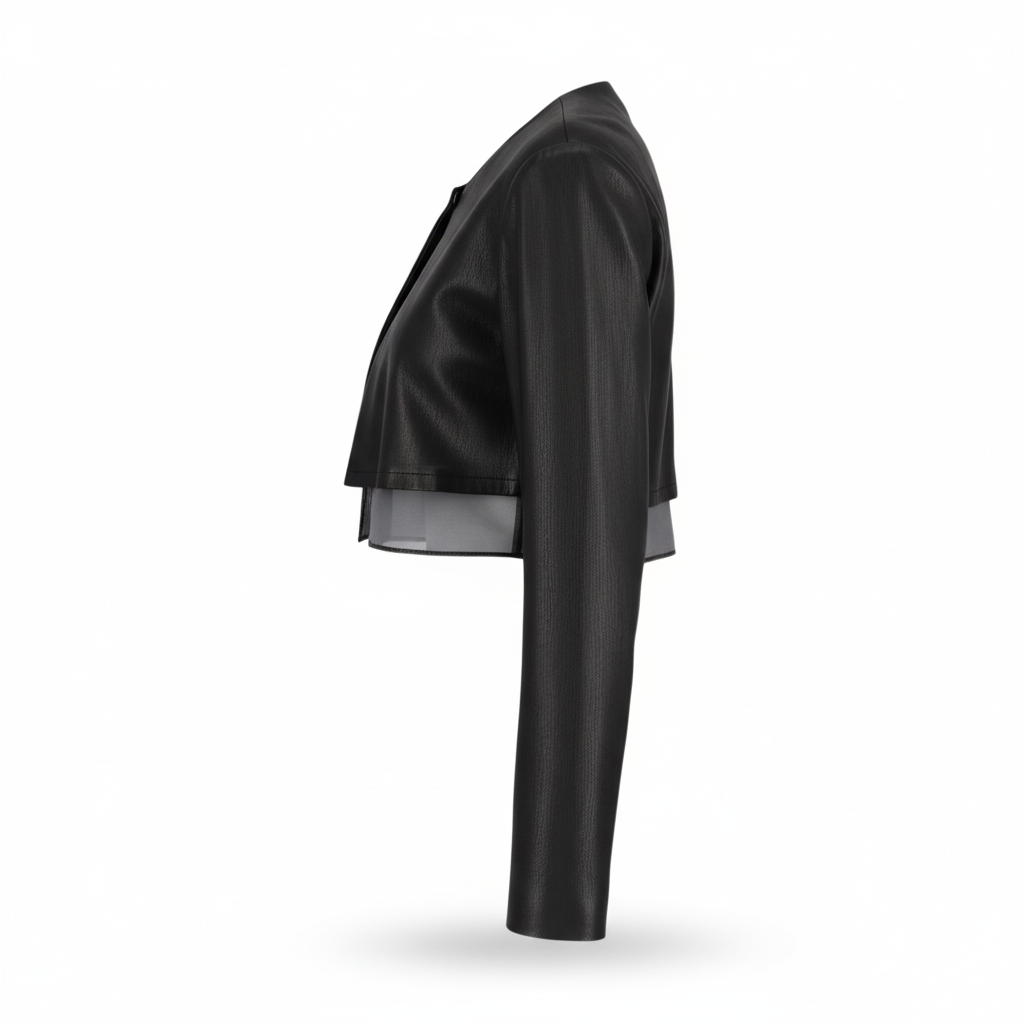 Troa Silk Lining Crop Leather Jacket